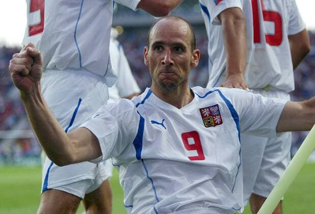 Jan Koller (Tschechien) - Torjubel Fußball EM Herren Euro 2004, Europameisterschaft, Länderspiel, Nationalmannschaft, Nationalteam, Viertelfinale, Vdig Einzelbild Porto Freude,
