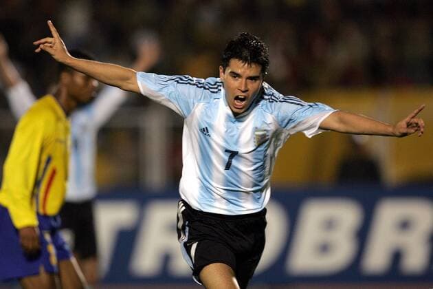 Javier Saviola (Argentinien) - Torjubel - VERÖFFENTLICHUNGSRECHTE NUR FÜR DEUTSCHE MEDIEN Fußball Länderspiel Herren Copa America 2004, Länderspiel, Südamerikameisterschaft, Südamerika-Meisterschaft, Amerika, Vdig Einzelbild Chiclayo Freude, Begeisterung,