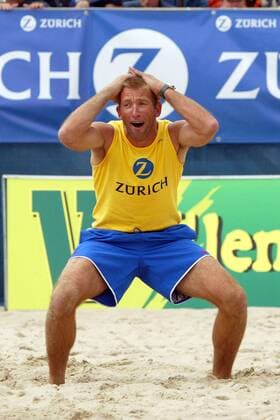 Jörg Ahmann (SV Fellbach Deutschland) enttäuscht Beachvolleyball Herren Zürich Masters 2004, Beach, Vdig, Einzelbild Zinnowitz Enttäuschung, Verzweiflung,