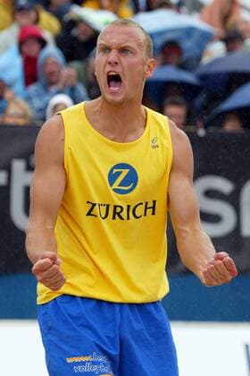 Markus Popp (VC Markranstädt Deutschland) - Jubelschrei Beachvolleyball Herren Zürich Masters 2004, Beach, Vdig Einzelbild Zinnowitz Freude, Begeisterung,