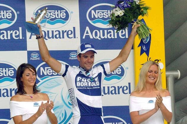 Aitor Gonzalez (Spanien Fassa Bortolo) bejubelt seinen Etappensieg Radsport Herren Tour de France 2004, Straßenradsport, Straße, Rad, Vdig, Gruppe 14. Etappe Carcassonne - Nimes Freude,  