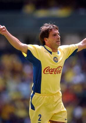 Andres Ameli (America) - Torjubel Fußball Herren Primera Division Profesional 2004 2005, 1. Mexikanische Liga, Club America Mexico City, Vdig Einzelbild Mexico City, Mexiko Stadt Freude,