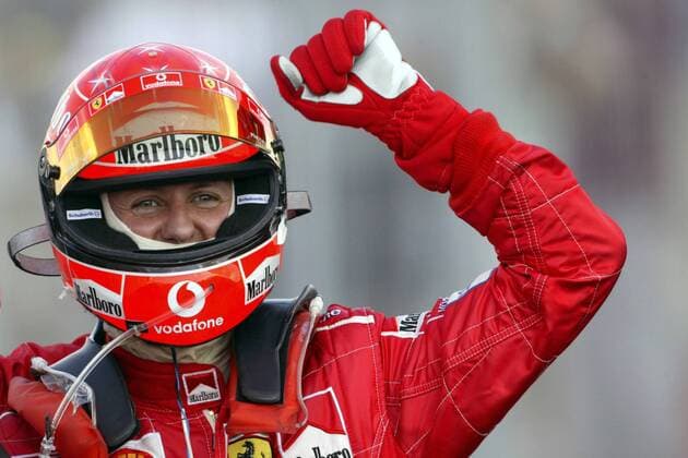 Michael Schumacher (Deutschland Ferrari) jubelt Motorsport Grand Prix Herren Großer Preis von Ungarn 2004, Formel 1 Weltmeisterschaft, F1, F, GP, WM Einzelbild Hungaroring Budapest Begeisterung, Freude,