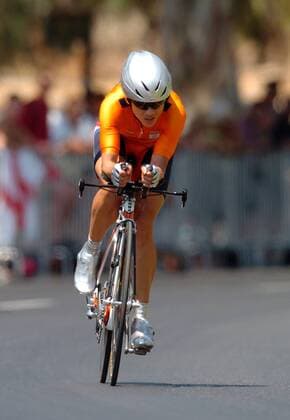 Leontien Zijlaard van Moorsel (Niederlande) Radsport OS Sommer Damen Olympische Sommerspiele Athen 2004, Olympia, Olympiade, Spiele, Straßenradsport, Straße, Rad, Vdig Einzelbild Vouliagmeni