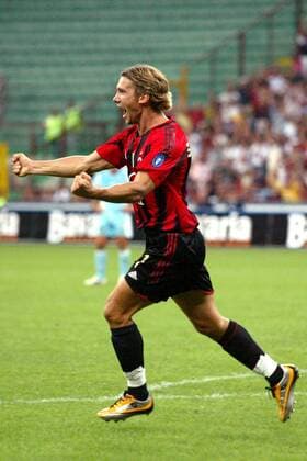 Andrej Schewtschenko (Milan) - Torjubel Fußball Herren Italienischer Supercup 2004, Serie A, 1. Italienische Liga, AC Mailand, Supercoppa di Lega, Einzelbild Jubel, Jubel, Emotionen, Schrei, Mailand Glück, Begeisterung, Freude,