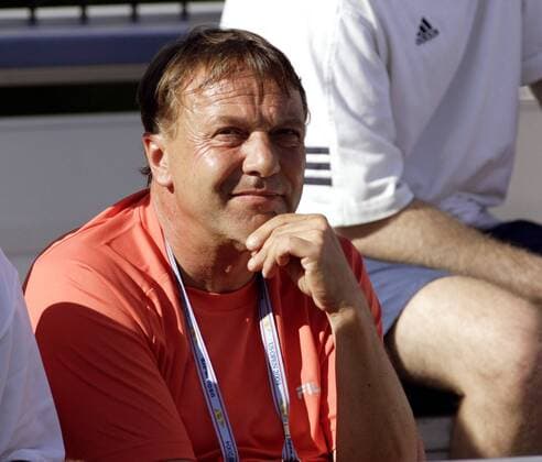 Dirk Hordorff (Deutschland), Trainer von Rainer Schüttler Tennis Herren US Open 2004, Grand Slam, ATP-Tour Einzelbild Flushing Meadow, Meadows New York Nachdenklichkeit