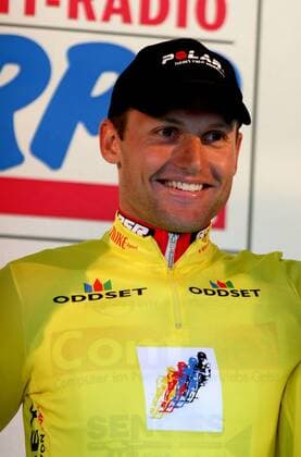 Luke Roberts (Australien Comnet Senges) im gelben Trikot Radsport Herren Internationale Rheinland-Pfalz-Rad-Rundfahrt 2004, Straßenradsport, Straße, Rad, Vdig, Porträt 2. Etappe Worms - Mainz Freude,