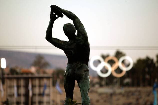Antike Statue eines Diskuswerfers Leichtathletik OS Sommer Herren Olympische Sommerspiele Athen 2004, Olympia, Olympiade, Spiele, Vdig Einzelbild Athen