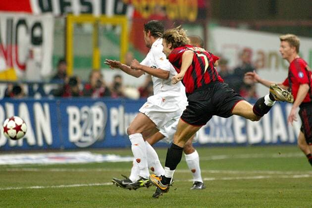 Andriy Shevchenko (Milan) trifft zum 1:0 Fußball Herren Serie A 2004 2005, 1. Italienische Liga, AC Mailand - AS Rom, Roma Gruppe Mailand Dynamik,
