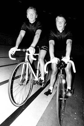 Klaus Bugdahl (BR Deutschland, li.) und Graeme Gilmore (Australien) Radsport Herren Dortmunder Sechstagerennen 1979, Sechstage, Sechs, Sixdays, six days Gruppe Dortmund