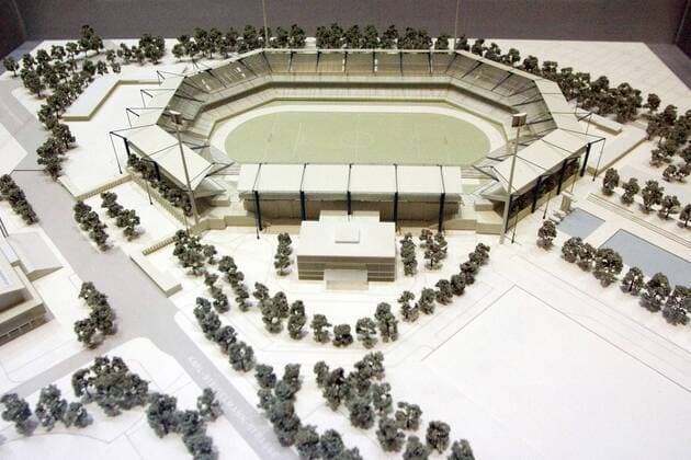 Modell des neuen Frankenstadions für die Fußball WM 2006 Fußball WM Herren Vorschau 2004 Weltmeisterschaft 2006, 1.FC Nürnberg, Vdig Totale Frankenstadion