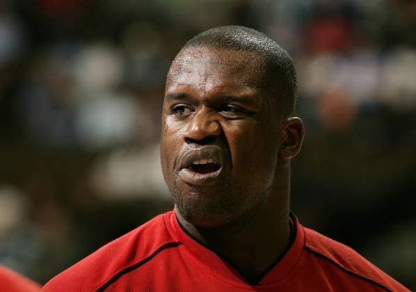 Shaquille O Neal (Miami) skeptisch Basketball Herren NBA 2004 2005, Miami Heat, Vdig, Porträt Denver Skepsis,