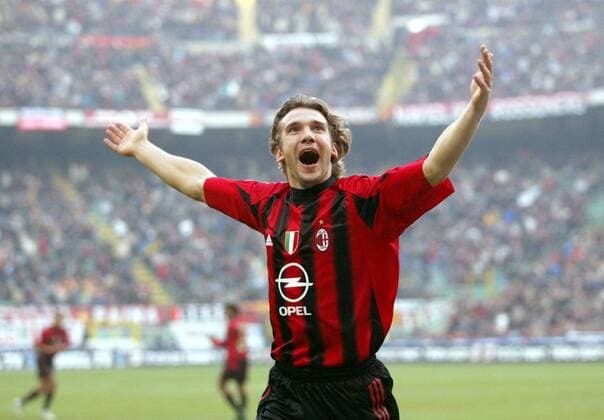 Andriy Shevchenko (Milan) - Torjubel Fußball Herren Serie A 2004 2005, 1. Italienische Liga, AC Mailand Einzelbild Mailand Freude,