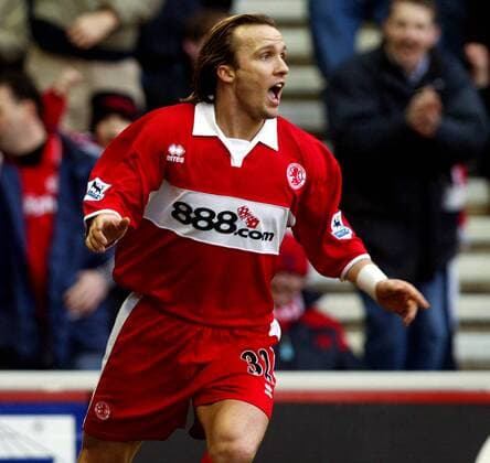 Torschütze Boudewijn Zenden (Middlesbrough) Fußball Herren English Premier League 2004 2005, 1. Englische Liga, FC Middlesbrough, Vdig Einzelbild Middlesbrough Begeisterung, Freude,