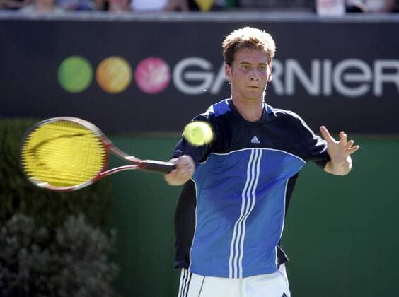 Florian Mayer (Deutschland) - Vorhand Tennis Herren Australian Open 2005, ATP Tour, Grand Slam Einzelbild Melbourne Dynamik,