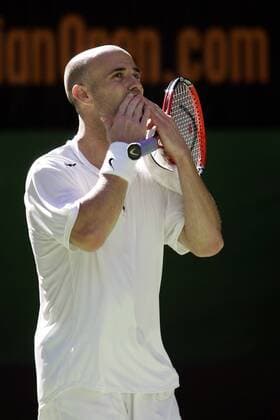 Andre Agassi (USA) jubelt Tennis Herren Australian Open 2005, ATP Tour, Grand Slam, Einzelbild Melbourne Freude,