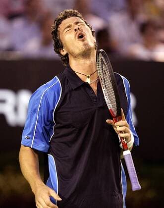 Marat Safin (Rußland) verzweifelt Tennis Herren Australian Open 2005, Grand Slam, ATP Tour Einzelbild Melbourne Verzweiflung,
