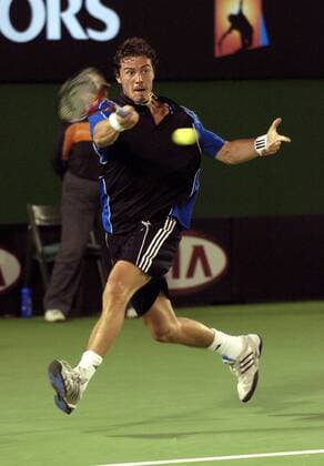 Marat Safin (Rußland) - Vorhand Tennis Herren Australian Open 2005, Grand Slam, ATP Tour Einzelbild Melbourne Dynamik,
