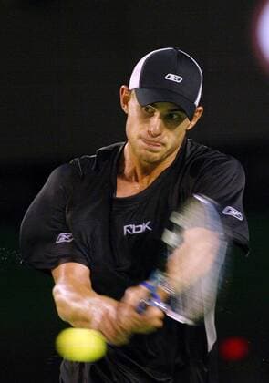 Andy Roddick (USA) - beidhändige Rückhand Tennis Herren Australian Open 2005, Grand Slam, ATP-Tour Einzelbild Melbourne