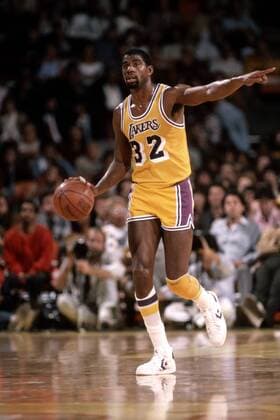 Earvin Magic Johnson (Los Angeles Lakers) am Ball - !! (Icon5003016) Basketball Herren NBA 1983 84, Vdia Einzelbild Los Angeles, LA, L.A. EDITORIAL USE ONLY