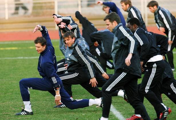 Torwart Jens Lehmann (li.) und Bernd Schneider (beide Deutschland) - Erwärmung Fußball Herren Nationalmannschaft 2005, Nationalteam, Training, Vorbereitung Gruppe Düsseldorf
