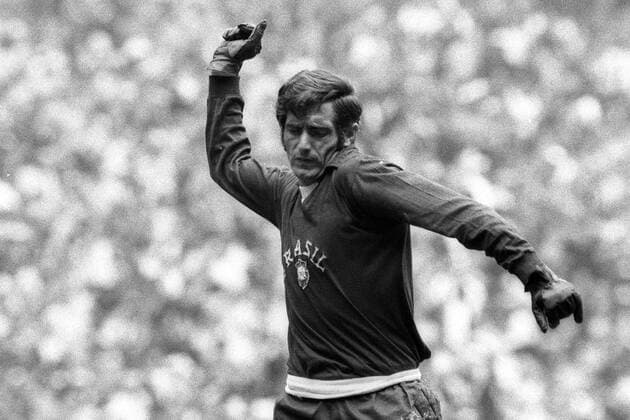 Torwart Felix (Brasilien) jubelt Fußball WM Herren Weltmeisterschaft 1970, Nationalmannschaft, Nationalteam, Nationaltrikot, Länderspiel, Finale, Einzelbild Mexico City Freude, Wut