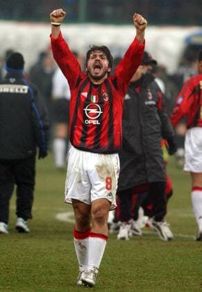 Ivan Gennaro Gattuso (Milan) - Schlußjubel Fußball Herren Serie A 2004 2005, 1. Italienische Liga, AC Mailand Einzelbild Mailand Glück, Begeisterung, Freude,