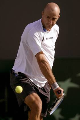 Ivan Ljubicic (Kroatien) - Rückhand - (Icon 7932790) Tennis Herren Daviscup 2005, Davis Cup, Einzelbild Los Angeles, LA, L. A. Dynamik, EDITORIAL USE ONLY
