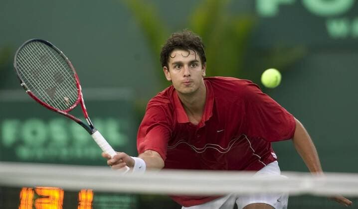 Mario Ancic (Kroatien) - Vorhandvolley - (Icon7932771) Tennis Herren Daviscup 2005, Davis Cup, Einzelbild Los Angeles, LA, L. A. Dynamik, EDITORIAL USE ONLY