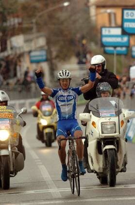 Servais Knaven (Niederlande Quick Step) gewinnt die 5. Etappe der Tirreno Adriatico -  Radsport Herren 40. Tirreno Adriatico 2005, Zwei Meere Rundfahrt, Pro Tour, ProTour, Straßenradsport, Straße, Rad Einzelbild 5. Etappe: Saltara - Saltara Freude,