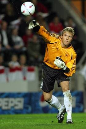 Torwart Michael Rensing (Deutschland U21) - Abwurf -  Fußball Länderspiel Herren U 21 Europameisterschaftsqualifikation 2005, Qualifikation, Nationalmannschaft, Nationalteam, Einzelbild Hull Dynamik