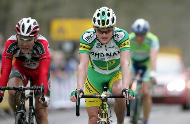 Floyd Landis (USA Phonak, re.) trudelt enttäuscht ins Ziel Radsport Herren Criterium International 2005, Straßenradsport, Straße, Rad Gruppe 2. Etappe: Les Vieilles Forges - Montherme Enttäuschung,