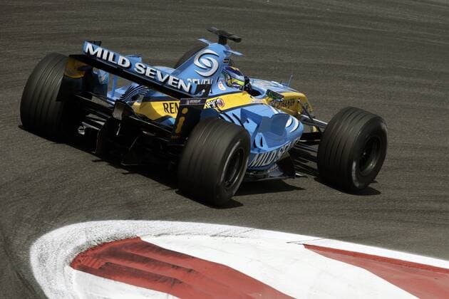 Giancarlo Fisichella (Italien Renault) Motorsport Grand Prix Herren Großer Preis von Bahrain 2005, Formel 1 Weltmeisterschaft, F1, F, GP, WM, Qualifying, Vdig Einzelbild Bahrain International Circuit Manama, Sakhir