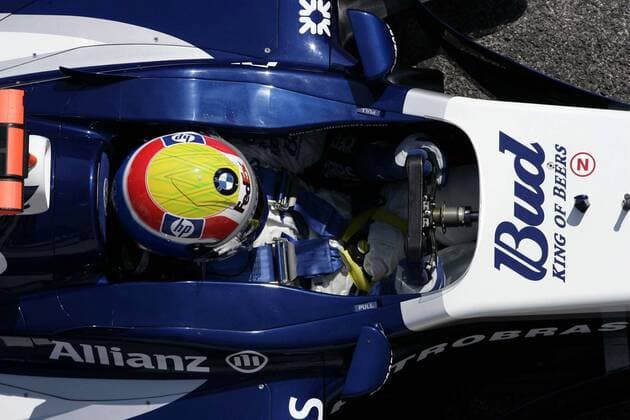 Mark Webber (Australien BMW Williams) im Cockpit seines Boliden Motorsport Herren Großer Preis von San Marino 2005, Formel 1 Weltmeisterschaft, F1, F, GP, WM, Freies Training Einzelbild Imola