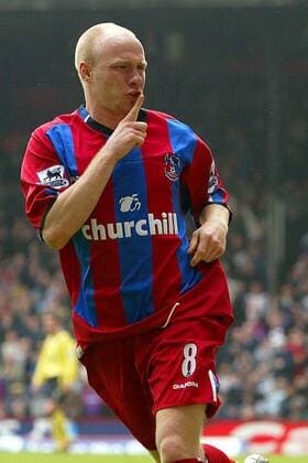 Torschütze Andrew Johnson (Crystal Palace) - Torjubel -  Fußball Herren English Premier League 2004 2005, 1. Englische Liga, Crystal Palace Einzelbild London Ruhe Begeisterung, Freude,