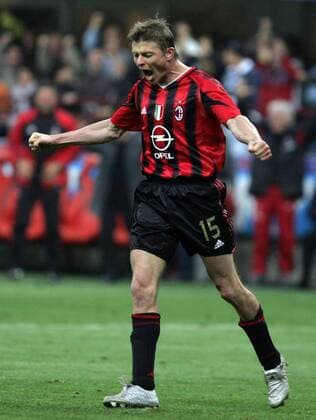 Jon Dahl Tomasson (Milan) - Torjubel Fußball Herren Serie A 2004 2005, 1. Italienische Liga, AC Mailand, Vdig Einzelbild Mailand Freude, Begeisterung,