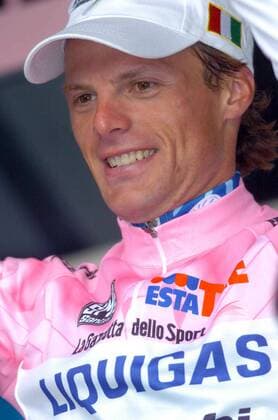 Danilo Di Luca (Italien Liquigas Bianchi) im rosa Trikot -  Radsport Herren 88. Giro d Italia 2005, dItalia, ProTour, Rad, Straßenradsport, Straße Porträt 5. Etappe: Celano - L Aquila, Laquila Freude,