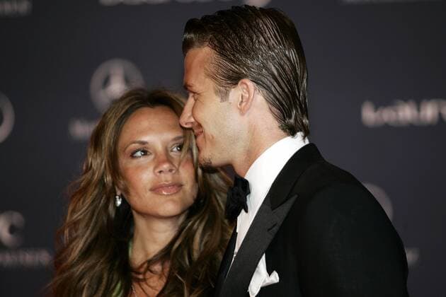 David Beckham (Real Madrid) und seine Ehefrau Victoria anläßlich der Verleihung der Laureus World Sports Awards Fußball Herren Laureus World Sports Awards 2005, Award, Sportlerwahl, Ehrung, Sportlerehrung, Sportlerauszeichnung Gruppe Estoril