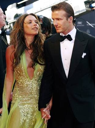 David Beckham (Real Madrid England) und Ehefrau Victoria anlässlich der Verleihung der Laureus World Sports Awards 2005 Fußball Herren Laureus World Sports Awards 2005, Award, Sportlerwahl, Gala, Sportgala, Sportoscar, Preisverleihung, Gruppe Estoril