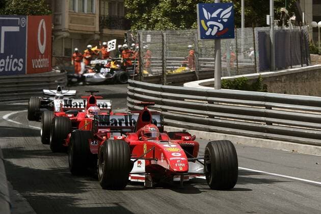 Michael Schumacher (vorn, Deutschland) vor Rubens Barrichello (Brasilien beide Ferrari) Motorsport Grand Prix Herren Großer Preis von Monaco 2005, Formel 1 Weltmeisterschaft, F1, F, GP, WM, Vdig Gruppe Circuit de Monaco Monte Carlo