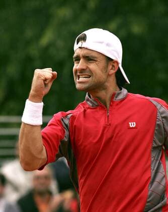 Nicolas Kiefer (Deutschland) jubelt Tennis Herren French Open 2005, Grand Slam, ATP Tour Einzelbild Roland Garros Paris Freude, Begeisterung