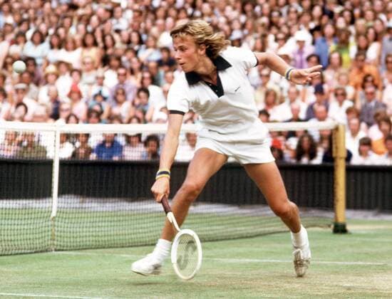 Björn Borg (Schweden) - Rückhand -  Tennis Herren All England Championships 1973, Grand Slam, ATP Einzelbild Wimbledon Aufnahmedatum geschätzt London Dynamik,