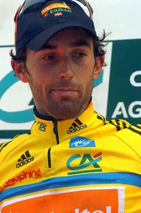 Inigo Landaluze Intxaurraga (Spanien Euskaltel Euskadi) im gelben Trikot des Gesamtführenden -  Radsport Herren Dauphine Libere 2005, ProTour, Straßenradsport, Straße, Rad Porträt 5. Etappe: Vaison la Romaine - Grenoble