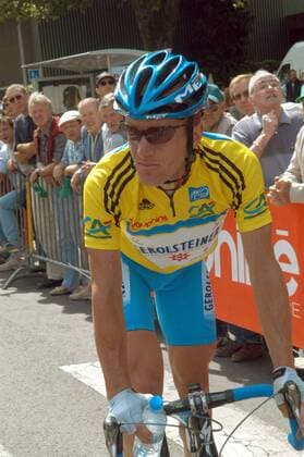 Levi Leipheimer (USA Gerolsteiner) im gelben Trikot des Gesamtführenden -  Radsport Herren Dauphine Libere 2005, ProTour, Straßenradsport, Straße, Rad Einzelbild
