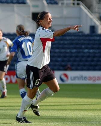 Inka Grings (Deutschland) jubelt Fußball EM Damen Europameisterschaft 2005, Frauen, Frauenfußball, Halbfinale, Länderspiel, Vdig Einzelbild Preston Freude,