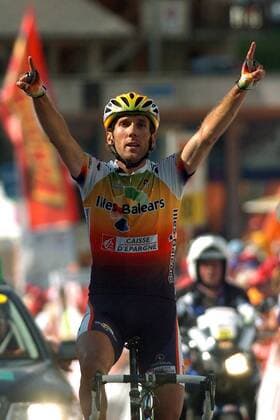 Pablo Lastras (Spanien Illes Balears Banesto) gewinnt die 8. Etappe der Tour de Suisse 2005 -  Radsport Herren Tour de Suisse 2005, ProTour, Straßenradsport, Straße, Rad, Vdig Einzelbild 8. Etappe: Lenk- Verbier Freude,