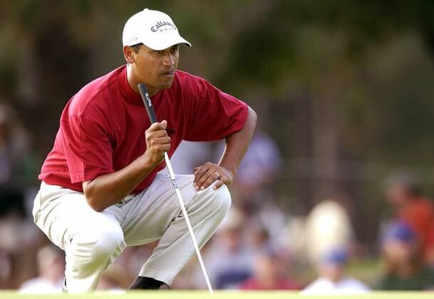Michael Campbell (Neuseeland) taxiert die Putlinie - (Icon7170011) Golf Herren US Open 2005, Golfen, PGA Tour Einzelbild Pinehurst Nachdenklichkeit, EDITORIAL USE ONLY