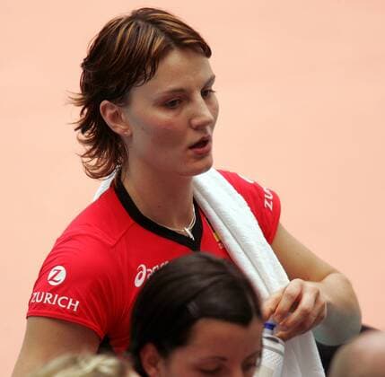 Angelina Grün (Deutschland) Volleyball Länderspiel Damen Weltmeisterschaftsqualifikation 2005, Länderspiel, Qualifikation, Einzelbild Dresden