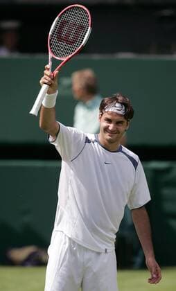 Roger Federer (Schweiz) - Siegesjubel Tennis Herren All England Championships 2005, Grand Slam, ATP Tour, Einzelbild Wimbledon London Freude,