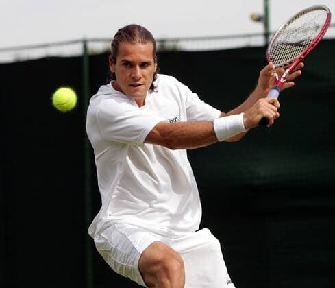 Thomas Haas (Deutschland) - Rückhand Tennis Herren All England Championship 2005, Grand Slam, ATP Tour, Einzelbild Wimbledon London Dynamik,